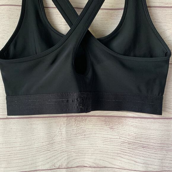 Under Armour Black Sports Bra Mid Cross Back with Keyhole Pullover - Picture 5 of 12